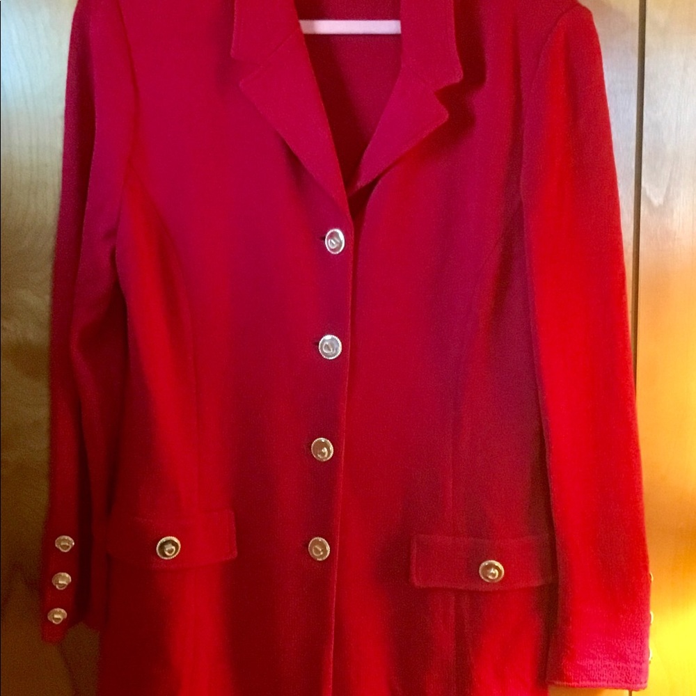 St John Collection Red Knit Jacket/Blazer